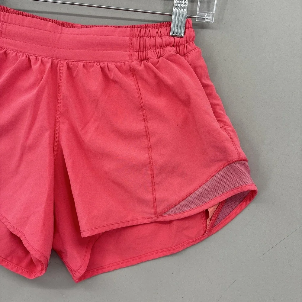 Lululemon Shorts Womens 4 Pink Lined Mesh Running Athletic Hotty Hot Low Rise